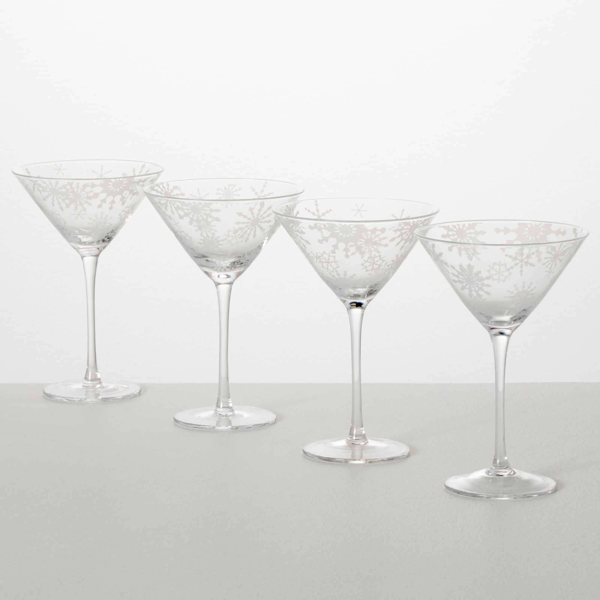 Red Cut to Clear 7 inch tall Martini Glasses (set of 4)