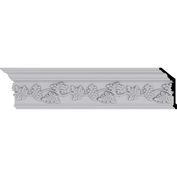 7"H x 3"P x 7 1/4"F x 94 1/2"L Genevieve Crown Moulding