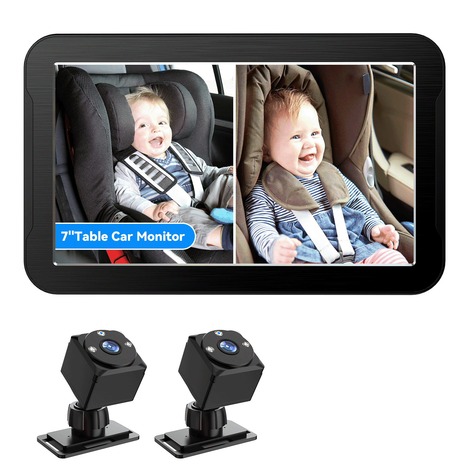 MHCABSR Baby Car Surveillance System 7" HD Dual Camera with Split Screen Display