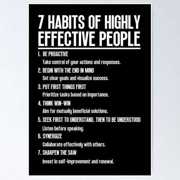 7 Habits Effective Poster- Unframed Poster | Wall Art | Perfect For Home Decor & Gifts, 12x18