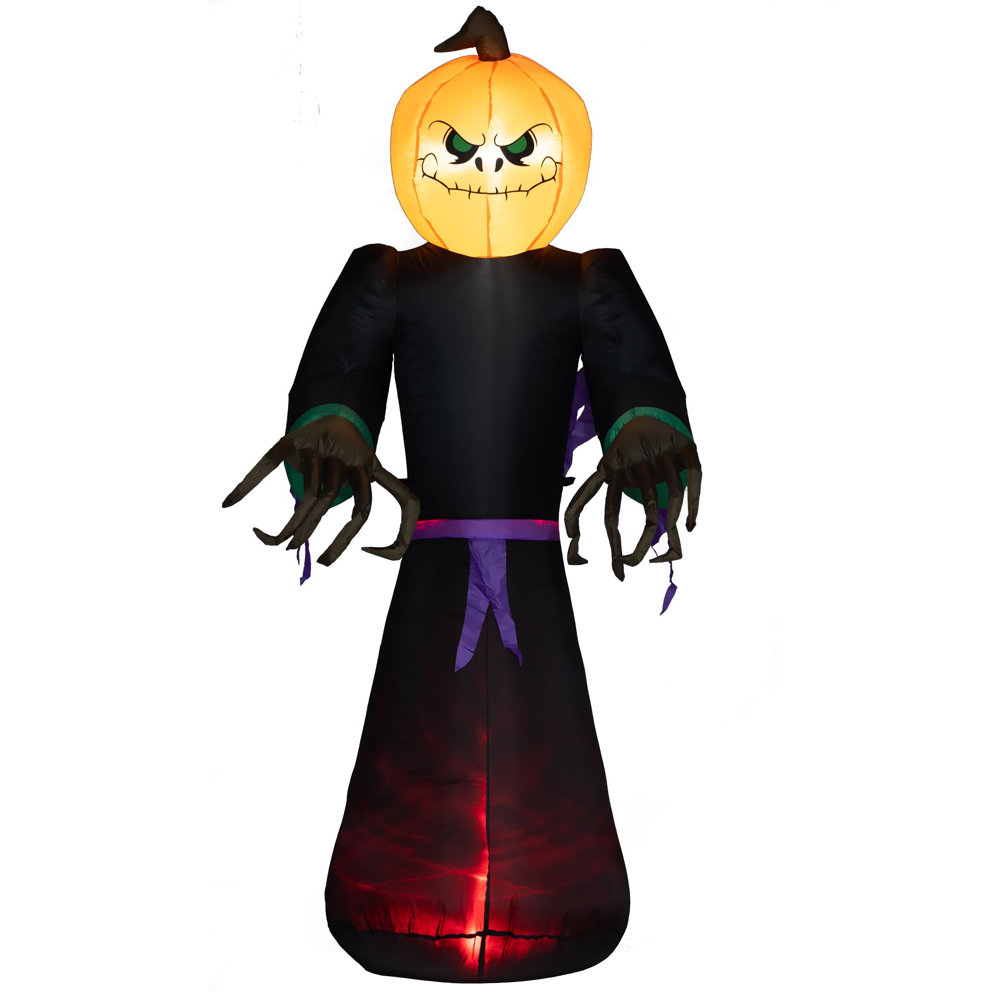 7' Halloween LED Yard Decor Reaper Ghost Pumpkin, Blow Up Inflatable
