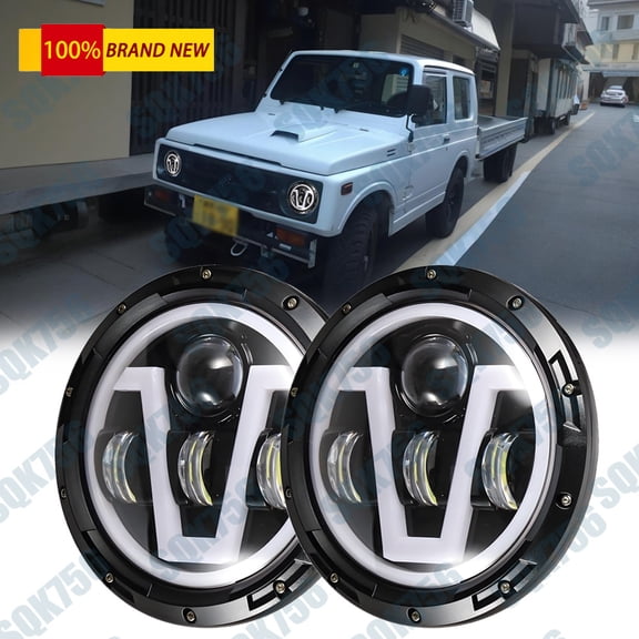 7" Halo LED Headlights High Low Beam DRL For Suzuki Samurai 1986-1995