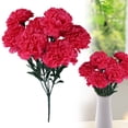 thumbnail image 1 of 7-Head Artificial Carnation Flower Bouquet with Stems, Realistic Plastic Floral Arrangement for Mother's Day, Wedding Centerpiece & Home Decor, Rose Red, 1 of 9