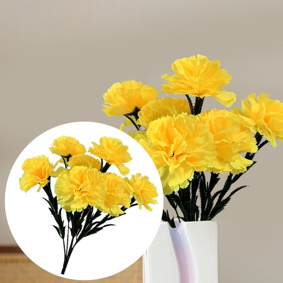 7-Head Artificial Carnation Silk Flower Bouquet 41cm Long Stem for Wedding Home Outdoor Vase Centerpiece Display