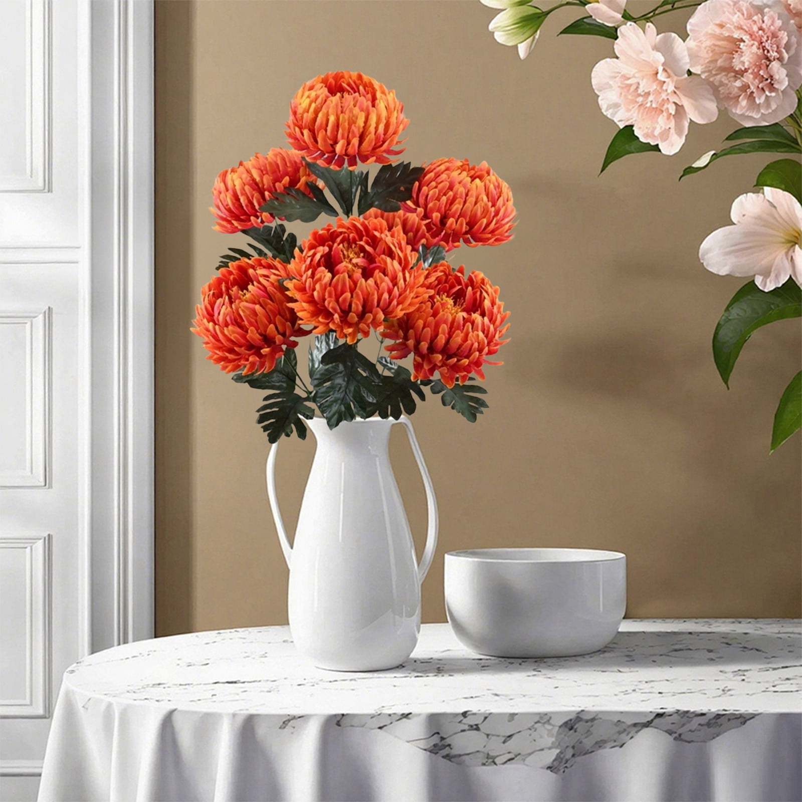 7-Headed Dragons Claw Chrysanthemum Artificial Flower Bouquet - 22-Inch ...