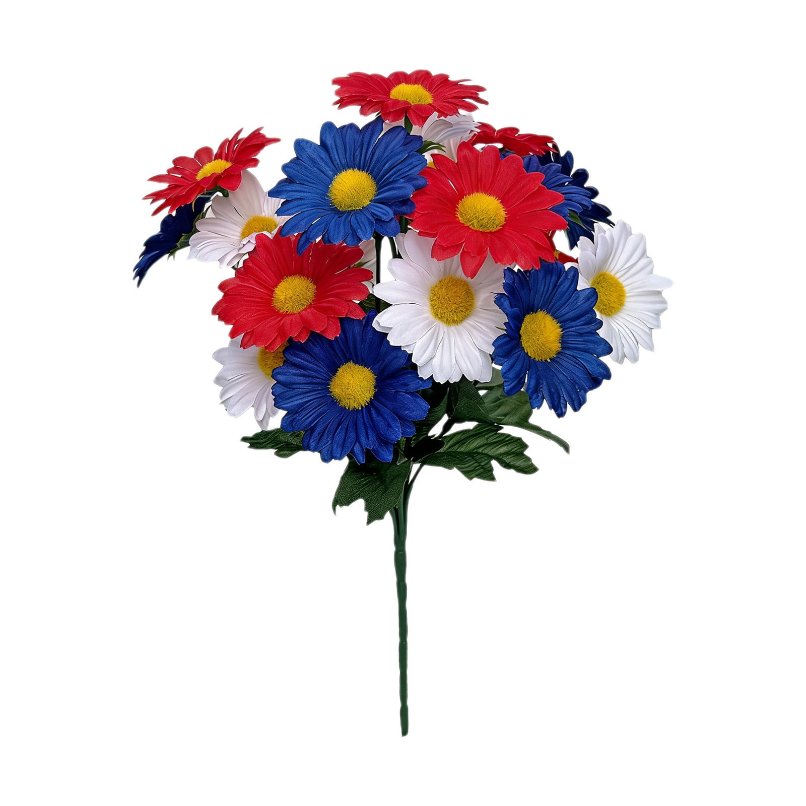 7 Heads 21 Flowers Artificial Bouquet for 4th of July Independence Day ...