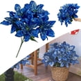 thumbnail image 1 of 7 Heads Artificial Poinsettia Flowers Faux Poinsettia Bush Bouquets Silk Poinsettia Christmas Tree Ornaments Poinsettia Flower Arrangement for Home Decor, 1 of 8