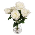 thumbnail image 1 of 7 Heads Silk Rose Artificial Flowers in Vase,Faux Rose Flowers Arrangement in Vase with Faux Water for Table Decor Centerpieces, 1 of 5