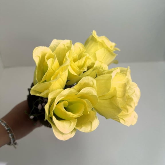 7 Heads Yellow Artificial Closed Rose Bush (12 Bushes)