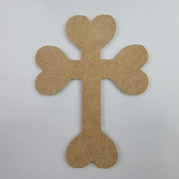 7"Heart Dcor Cross #29, Unfinished Wood Art Shape by Wooden Craft Cutouts