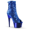 thumbnail image 1 of *7" Heel, 2 3/4" PF Peep Toe Sequins Ankle Boot, Side Zip - Blue Sequins/Blue Chrome, 10, 1 of 2