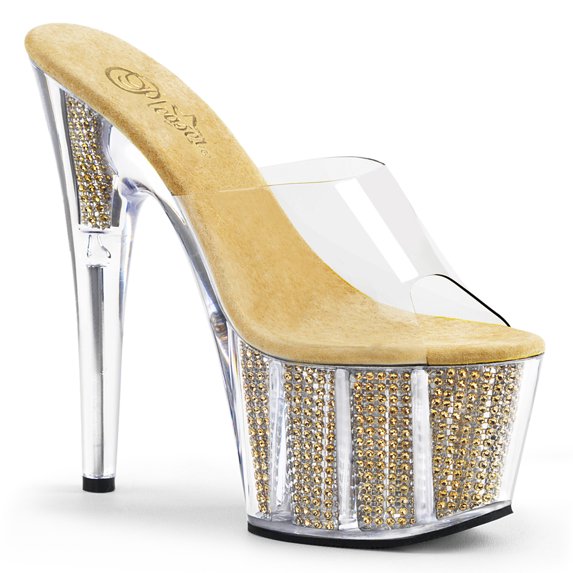 7" Heel, 2 3/4" PF Slide W/Simulated RS Filled BTM - Clr/Gold SRS, 5