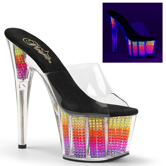 7" Heel, 2 3/4" PF Slide W/Simulated RS Filled BTM - Clr/Neon Multi SRS, 7