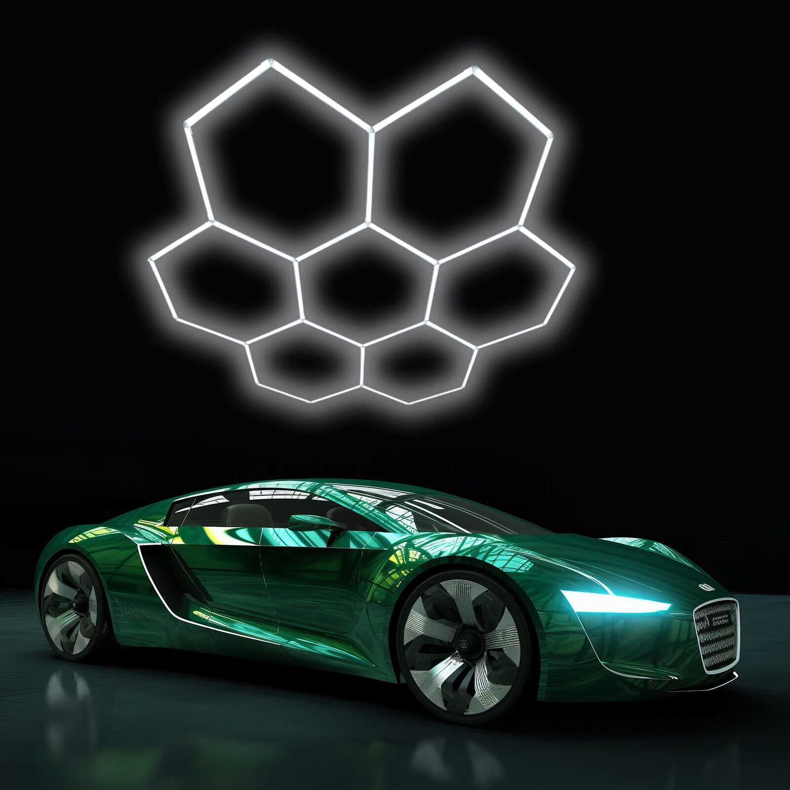 7 Hexagon LED Lighting Car Detail Garage Workshop Retail Light Honeycomb Hex