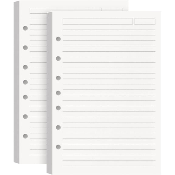7-Hole A5 Planner Inserts, Lined Refill Paper for A5 Binder Budget Planner Journals Notebook, 7 Ring Loose Leaf Lined Paper, 300 Pages, 5.6" x 8.3", White