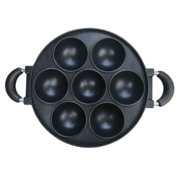 7-Hole Cake Cooking Pan Cast Aluminum Omelette Pan Non-Stick Cooking Pot Breakfast Cooking Pie Mold Kitchen Cookware
