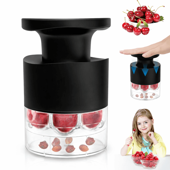 7-Hole Cherry Pitter Tool, Multi Cherry Pit Remover, Mess-Free Detachable Cherry Corer with Splash Guard and Pit Container for Jam, Baking and Kitchen Prep