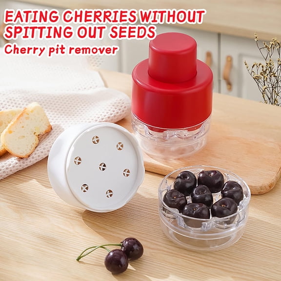 7-Hole Cherry Pitter Tool Pit Remover Plastic Fruit Pitters Olive Pitter Cherry Seed Remover Cherry Accessories Kitchen Essentials Batch Cherry Pitter, White