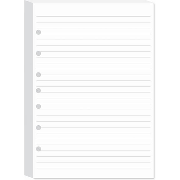 7-Hole Lined Filler Paper Pack of 100 Sheets for Mini Binders, College Ruled, 5-1/2" x 8-1/2", White Dotted,100 Sheets