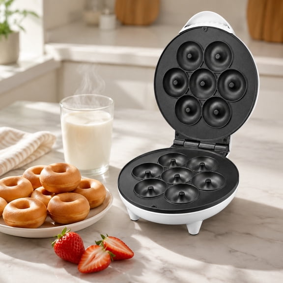 7-Hole Mini Donut Maker, Non-Stick Breakfast Donut Press for Home Kitchen, Kids Snack Party Dessert Making Tool