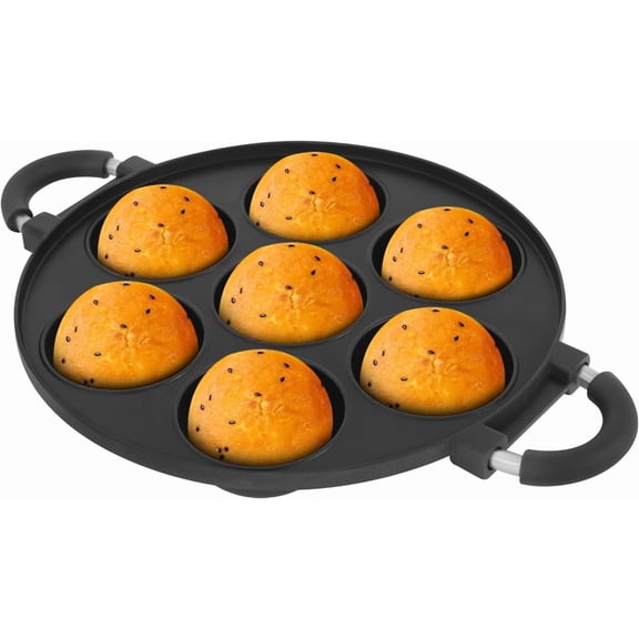 7 Hole Takoyaki Maker Poffertjes Danish Pancake Balls Griddle,Non-Stick Cooking Pot Cake Cooking Plate Stuffed Octopus Grill Plate for Restaurant Baking