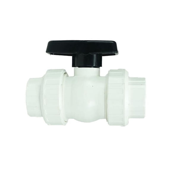 7" White and Black HydroTools Swimming Pool ABS Female Socket Ball Valve