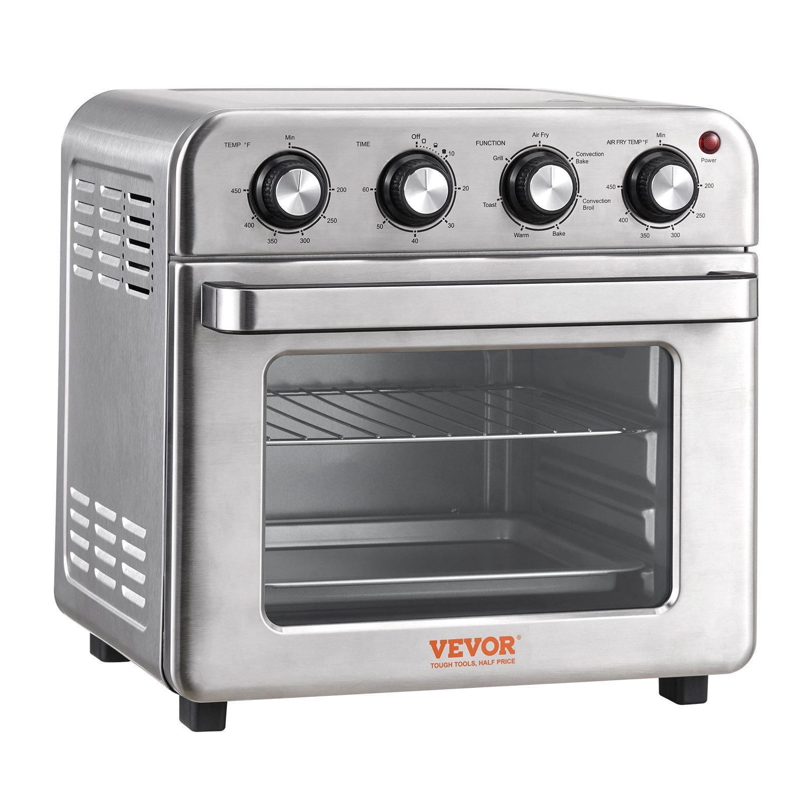 7-IN-1 Air Fryer Toaster Oven, 18L Convection Oven, 1700W Stainless Steel Countertop Oven Combo with Grill & Accessories (Pizza Pan, Gloves), 6-Slice Toast, 10-Inch Pizza, for Home & Commercial Use