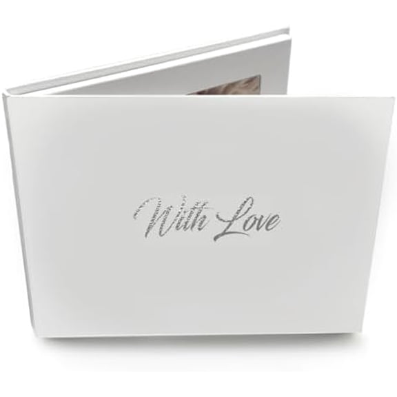 7" IPS HD Digital Photo & Video Frame - 'With Love' Silver Foiled Cover - A5 Hard Backed - 4GB/4 Hours Video & Image Upload$$Office