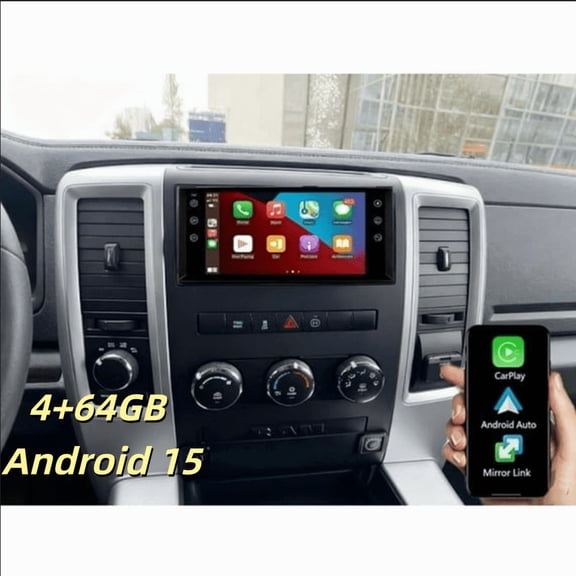 7" IPS Touchscreen Car Stereo | 4+64GB Android 15 For 2012-2015 Ram C/V Cargo Van - CarPlay/Android Auto, AHD Camera, Microphone, Bluetooth, SWC, WiFi​