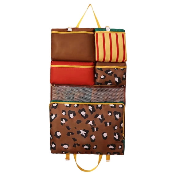 7-In-1 Foldable Hanging Travel Organizer Multi-Pocket Packing Cube For Clothes And AccessoriesCoffee-40X30Cm