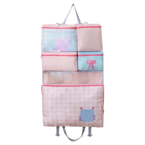 7-In-1 Foldable Hanging Travel Organizer Multi-Pocket Packing Cube For Clothes And AccessoriesLight Pink-40X30Cm