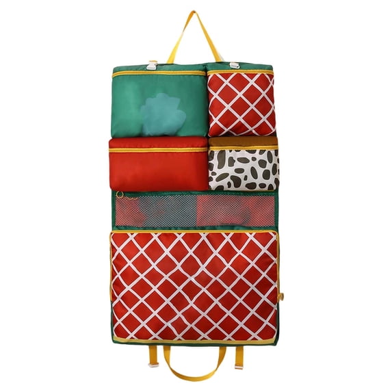 7-In-1 Foldable Hanging Travel Organizer Multi-Pocket Packing Cube For Clothes And AccessoriesWatermelon Red-40X30Cm