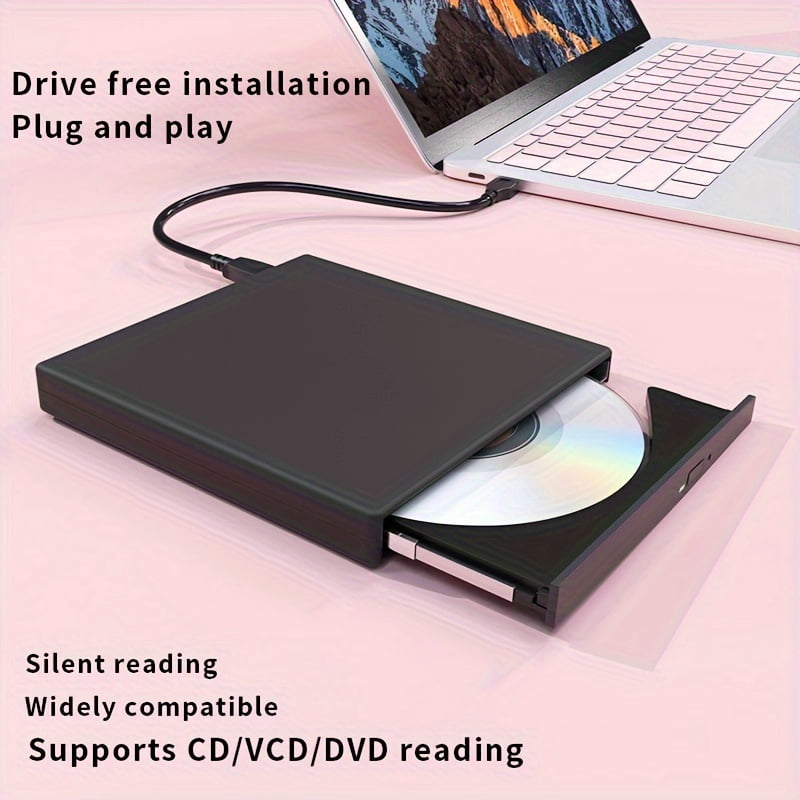 7-In-1 Multifunctional External Player/Reader/Writer USB C Portable CD/DVD+/-RW Drive/Dvd Player, USB 3.0 USB C Hub DVD CD Burner, Compatible with Laptops, Desktops, And All-In-One Computers