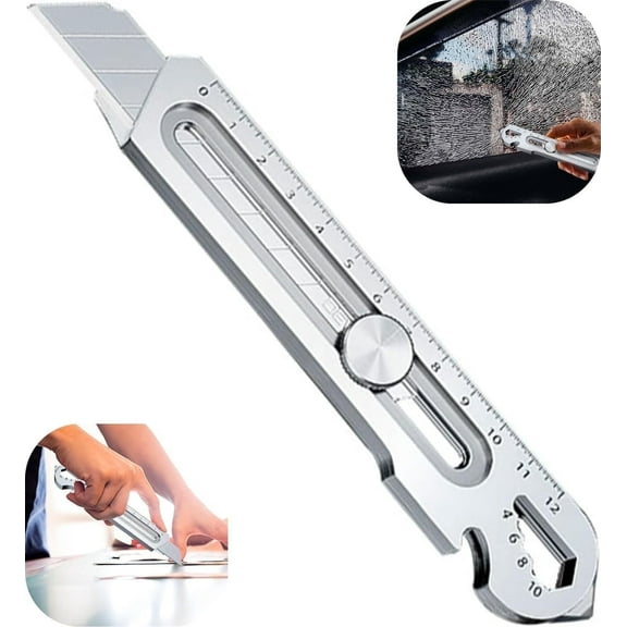 7 In 1 Tool Knife, Stainless Steel Box Cutters Retractable Heavy Duty With Safety Guard, NOGIS Mutipurpose Utility Knife Snap off Cutter Knife with 18MM Blades, Safety Lock Design