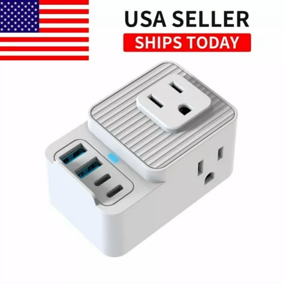 7-In-1 Outlet Extender: 3 Ac Outlets, 4 Usb (2A+2C), Portable For Home/Travel