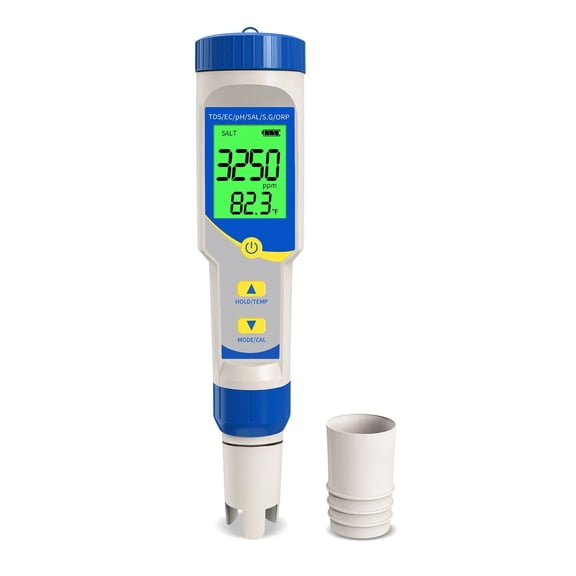 7 In 1 PH Meter 0.01 Resolution High Precision TDS EC ORP Ppm Tester Salimeter For Pool Saltwater Aquarium Hydroponics