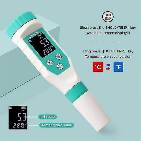 7 In 1 Ph/free Chlorine/orp/ec/tds/salt/temp Ph Meter Swimming Pool Salinity Tester Ip67 Waterproof f26