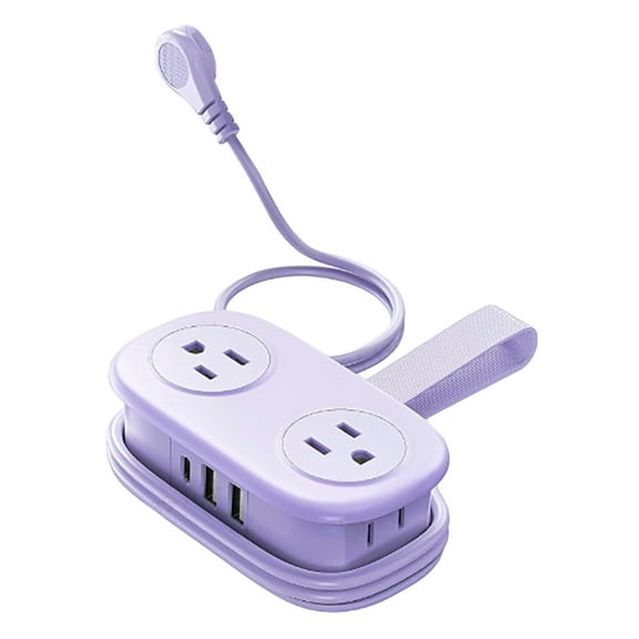 7 In 1 Power Strip Travel With 4 Purple Extension Cord For Home College Dorm Room Use Non Surge Electrical Tool