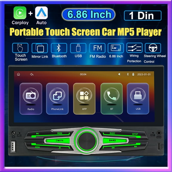 7 Inch 1 Din Car MP5 Player Touch Screen Car Radio Carplay and Android Auto For Universal Auto Radio Multimedia Player