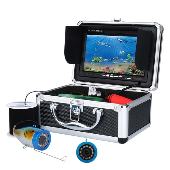7" Inch 1000tvl Underwater Fishing Video Camera Kit 2 PCS LED White Lamp Lights Video Fish Finder Lake Under Water Fish Camera ,Easy to Use