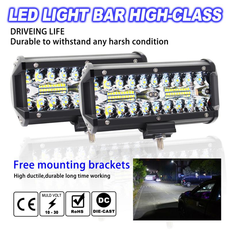 7 Inch 120W Combo off road Led Light Bars Spot Flood Beam for Work