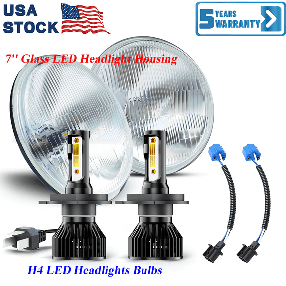 7 Inch 7'' LED Headlights Compatible with 2007-2015 Jeep Wrangler JK 2 Door/1997-2006 Wrangler TJ/1976-1986 Wrangler CJ-7 Black Housing 2PC Replacements