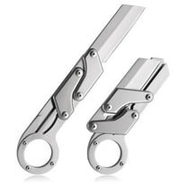 7 Inch All Steel Folding Knife, Outdoor Hunting Knife (Silver)