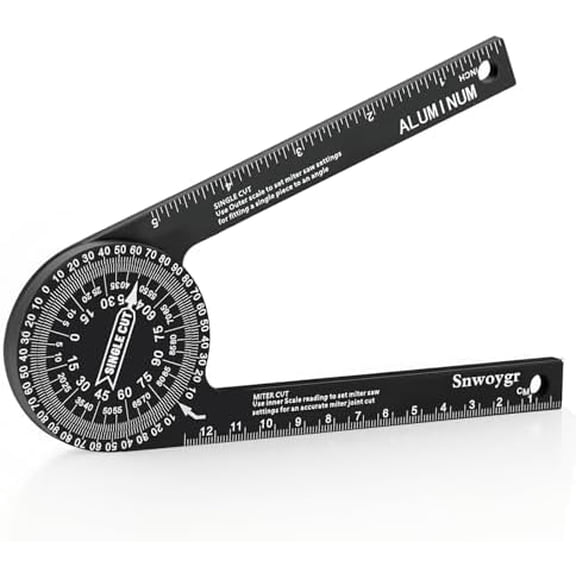 7 Inch Aluminum Miter Saw Protractor, Professional Angle Measuring Tool, Comes with Two Extra Straightedge Protractors for Woodworkers, Builders, Plumbers, Home DIY$$Tools