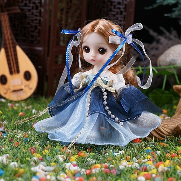 7 Inch Ancient Hanfu Dress Up Doll,Movable Joints Poseable,Changeable Clothing Hairstyle,Safe Smooth Material,Fine Motor Skill Storytelling Training,Imaginative Role Play Toy,Home Ornament Gift
