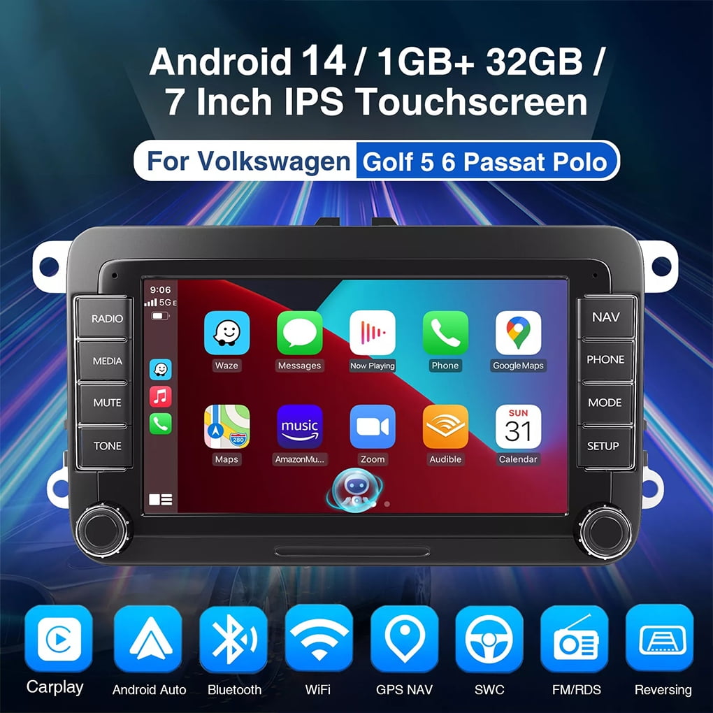 7 Inch Android 14 GPS Navigation Radio with 4 LED Backup Camera and