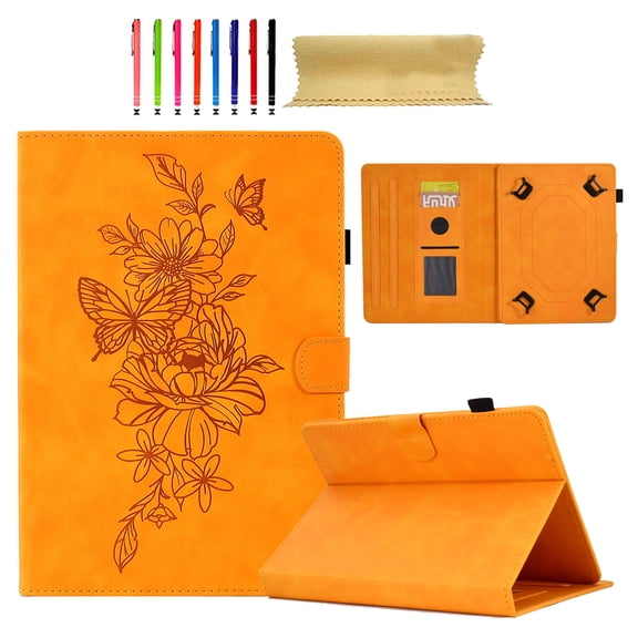 for 7 Inch Android Tablet/Galaxy Tab A 7-Inch SM-T280 /Galaxy Tab 4 7" T230 /Onn 7 Inch, Premium Luxury PU Leather Cover Folio with Dual Stand Case Cover with Stylus Slot & Card Slots, Khaki