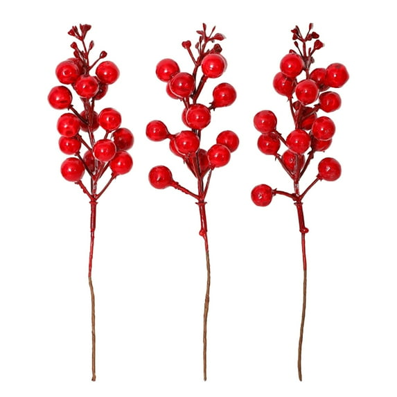 7 Inch Artificial Red Berry Picks for Christmas Tree Burgundy Red Berries Stems Holly Berry Branches Ornaments Wreath Crafts Wedding Holiday Season Winter Home Decor