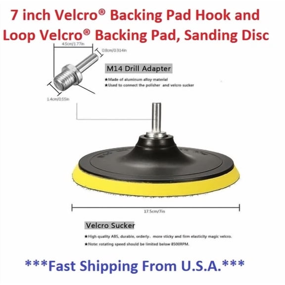 7 Inch Backing Pad Hook And Loop Backing Pad, Sanding Disc