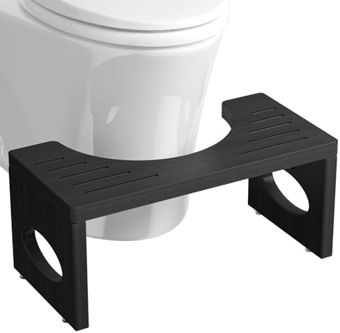 7 Inch Bamboo Toilet Stool, Foldable Poop Stool, Bathroom Step Stool ...